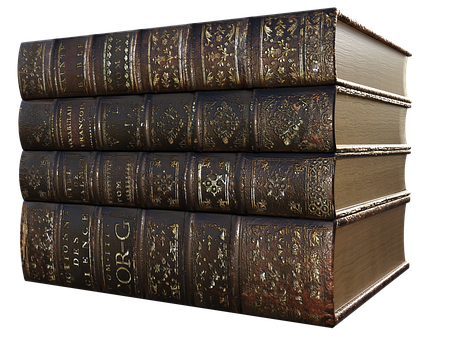 Antique_ Leather_ Bound_ Books_ Stacked PNG