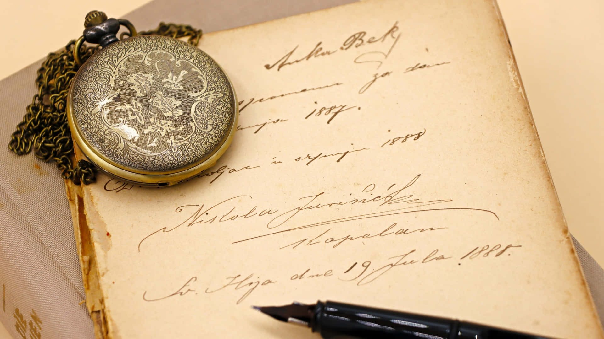 Antique Pocket Watch And Manuscript Wallpaper