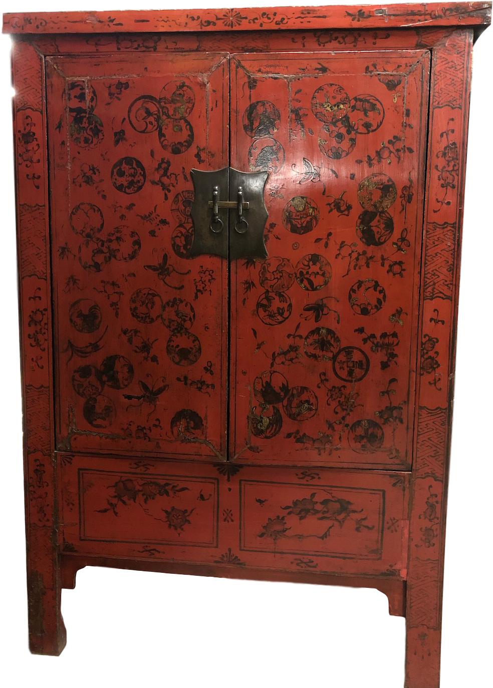 Antique Red Chinese Cabinet PNG