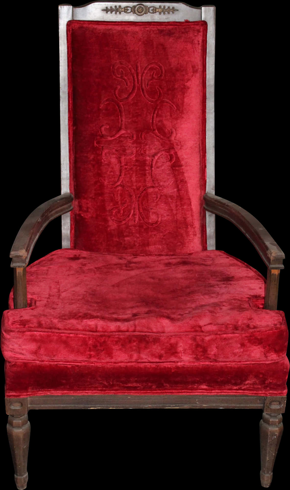 Antique Red Velvet Armchair PNG