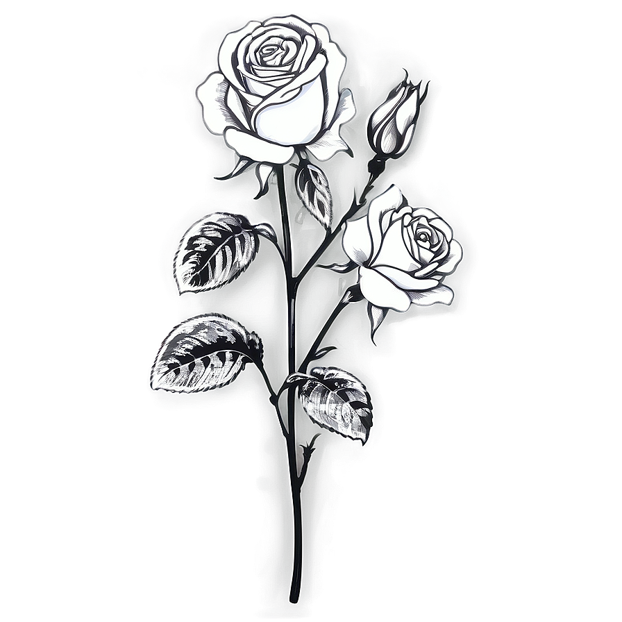 Antique Rose Black And White Png 42 PNG