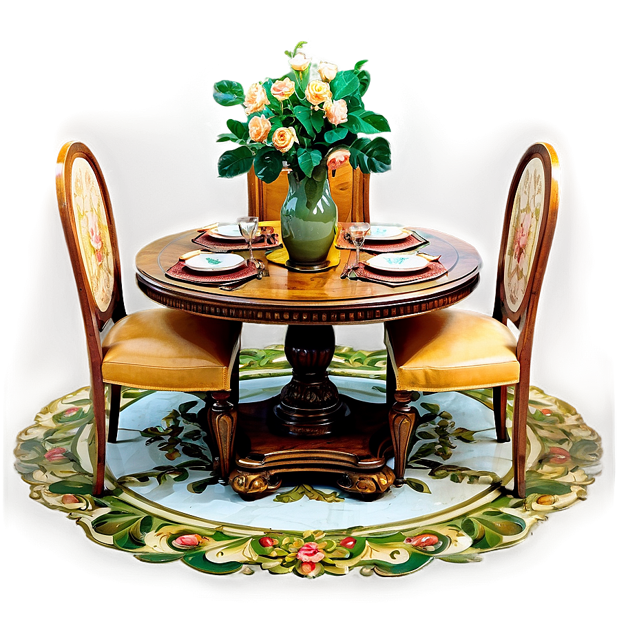 Antique Round Table Artwork Png Tio PNG