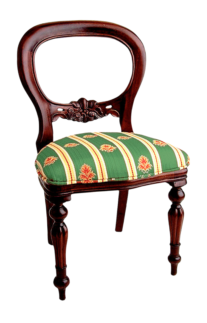 Antique Style Wooden Chairwith Upholstered Seat PNG