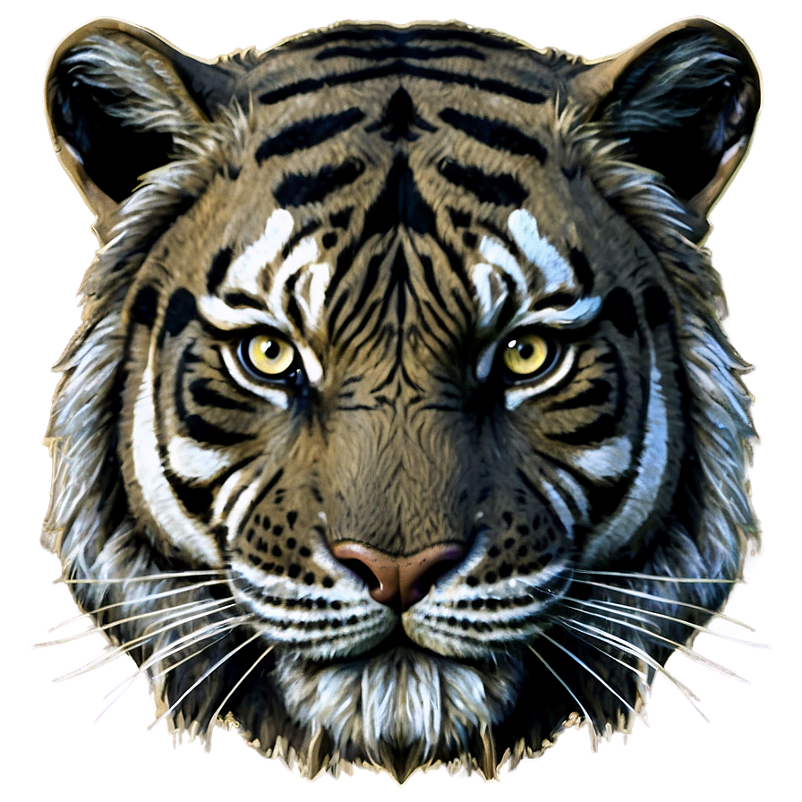 Antique Tiger Face Drawing Png Eab PNG
