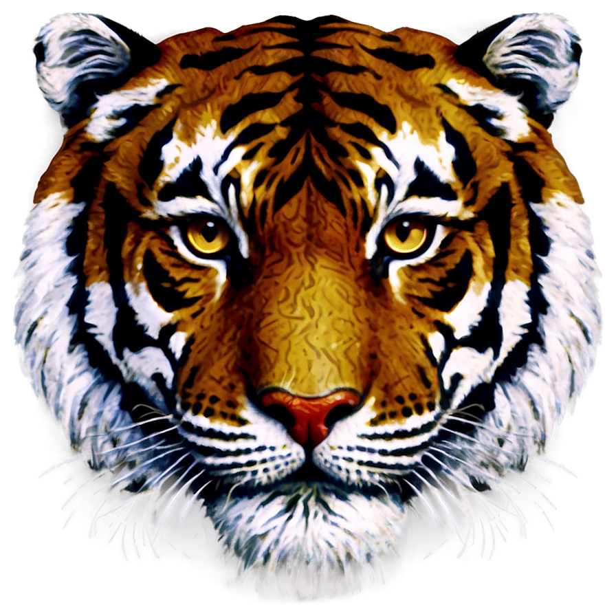 Antique Tiger Face Drawing Png Qin55 PNG