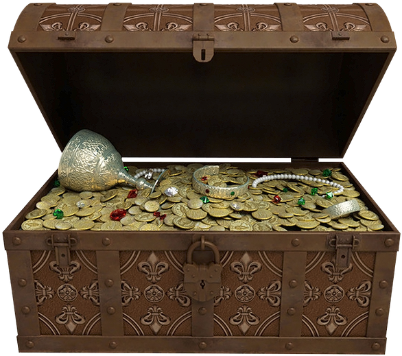 Antique Treasure Chest Fullof Jewelsand Coins.png PNG