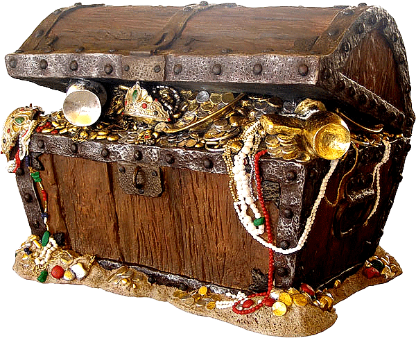 Antique Treasure Chestwith Jewels PNG