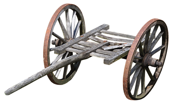 Antique Wooden Cart Wheels PNG