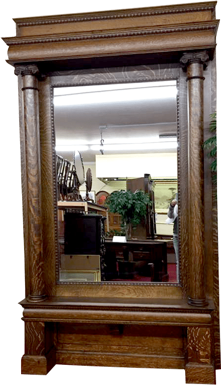 Antique Wooden Mirror Frame PNG