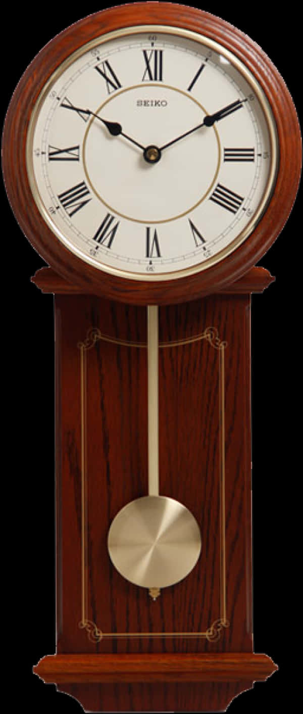 Antique Wooden Pendulum Clock PNG