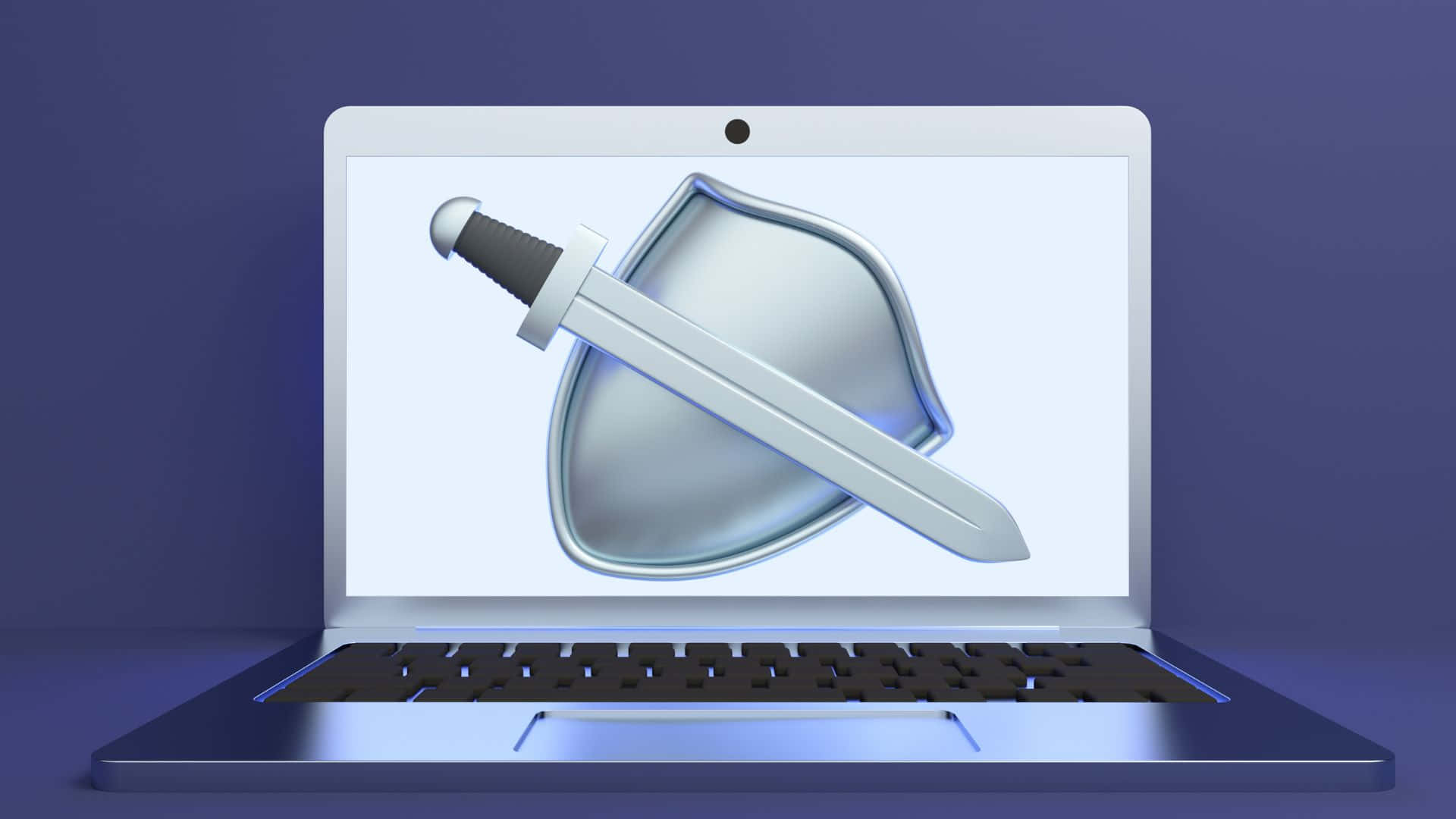 Espaday Escudo Antivirus En El Monitor De La Laptop. Fondo de pantalla