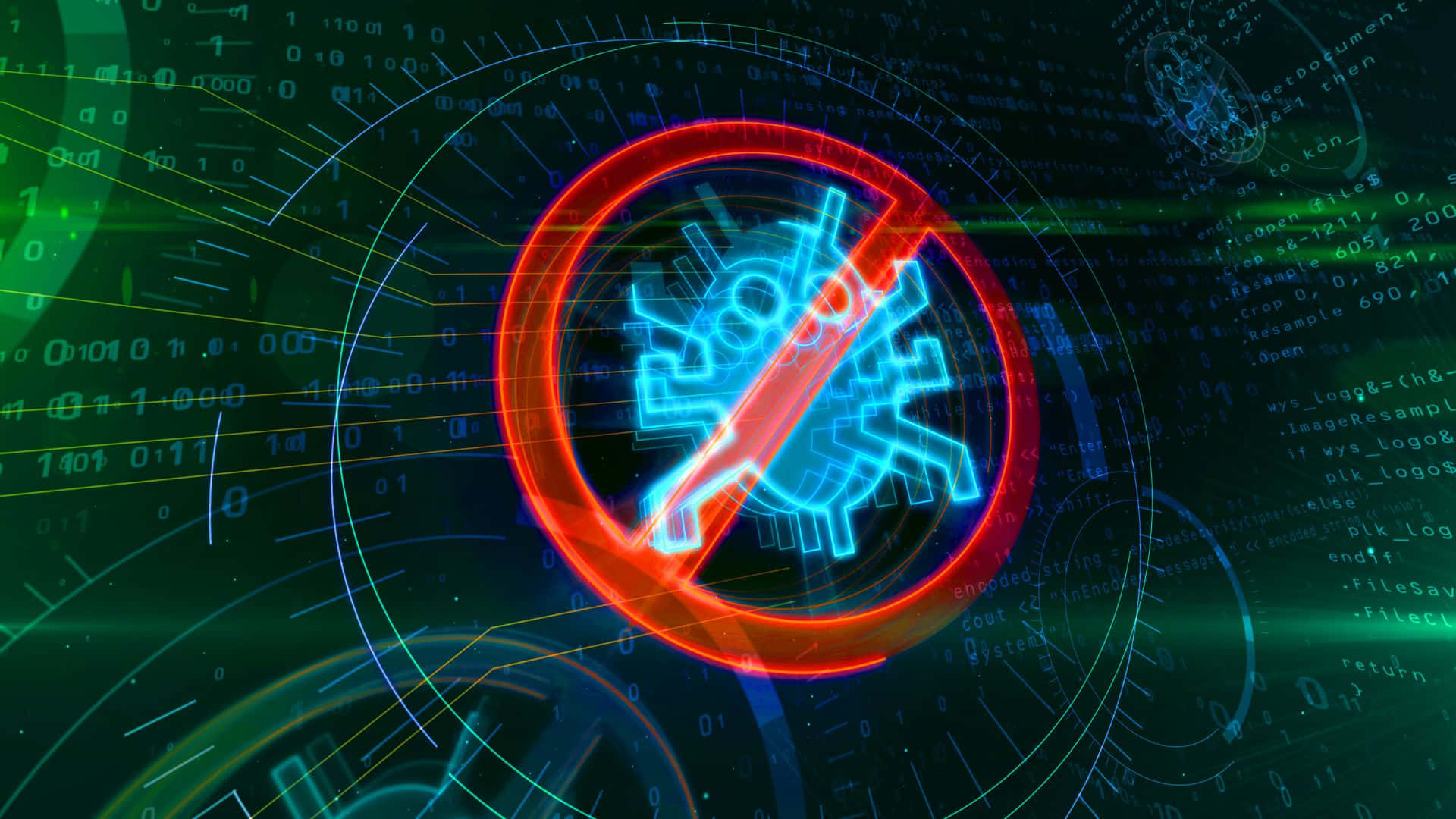 A Computer Virus Symbol On A Background Of A Computer Screen Wallpaper