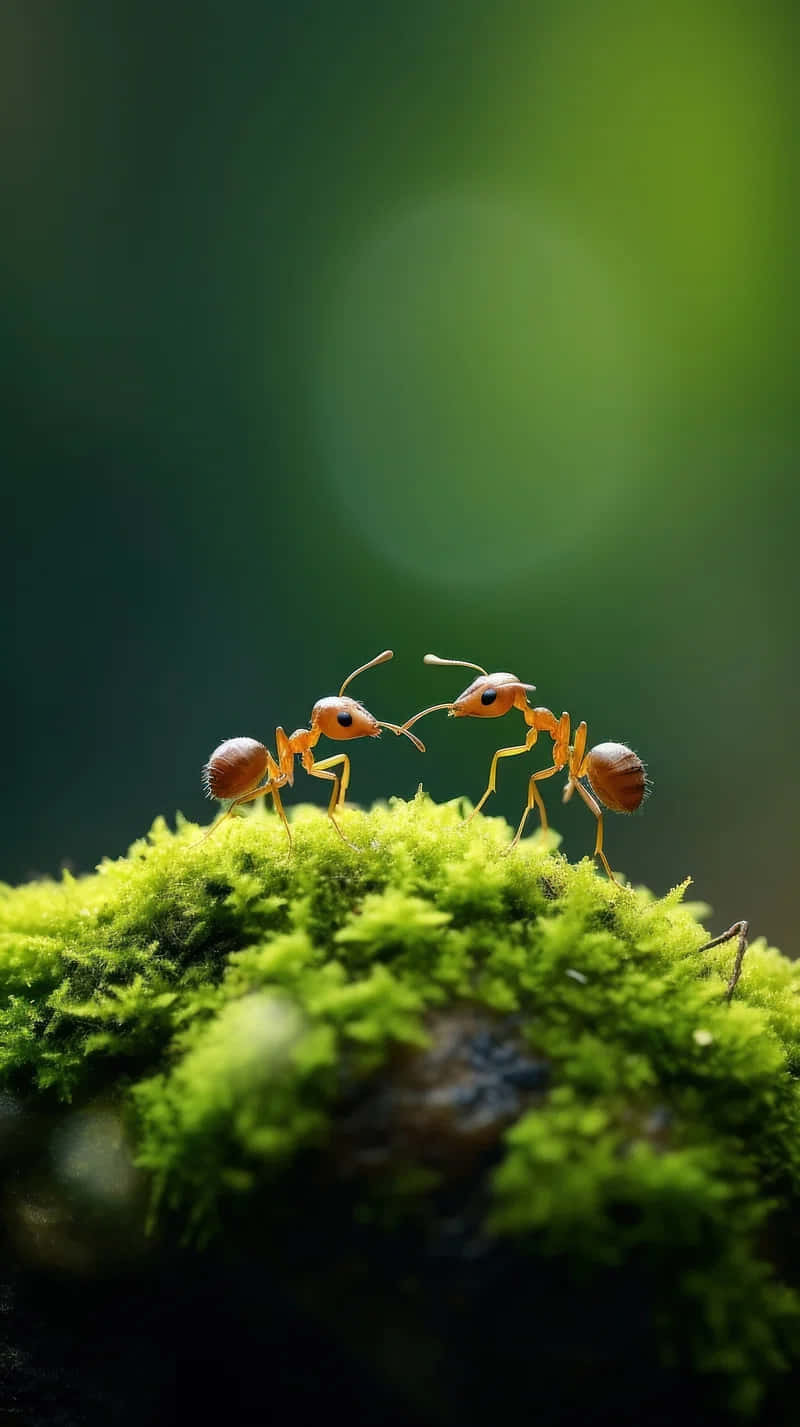 Ants_ Conversing_on_ Moss Wallpaper