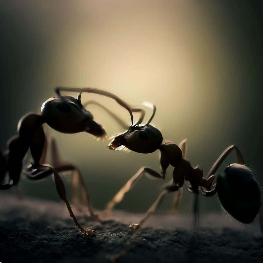 Ants Interaction Silhouette Wallpaper