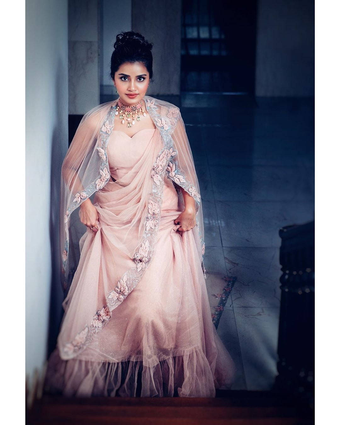 Anupama Parameswara Pink Gown Wallpaper