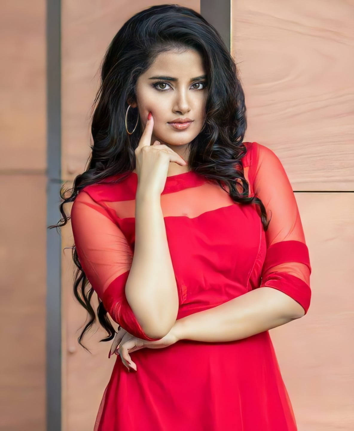 Anupama Parameswara Red Dress Wallpaper