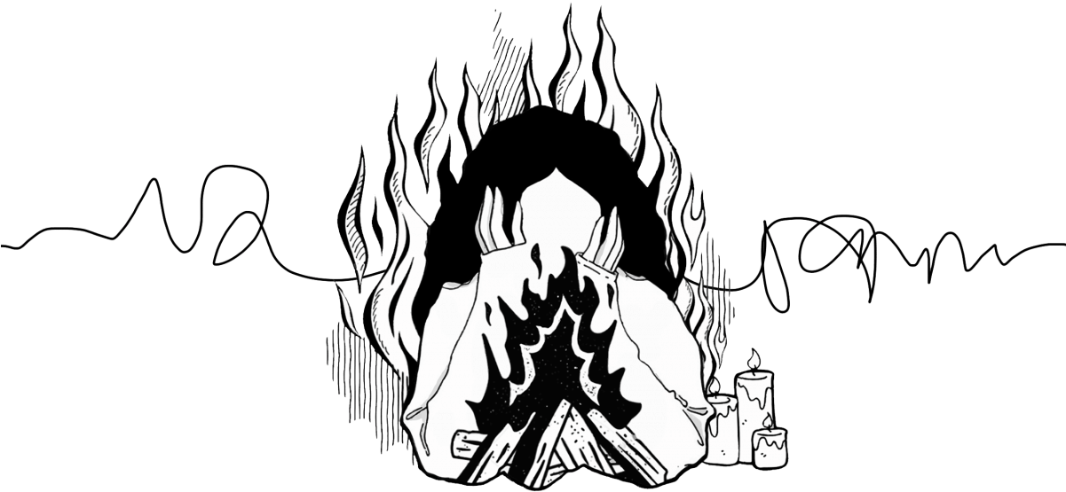 Anxiety Flame Head Illustration PNG