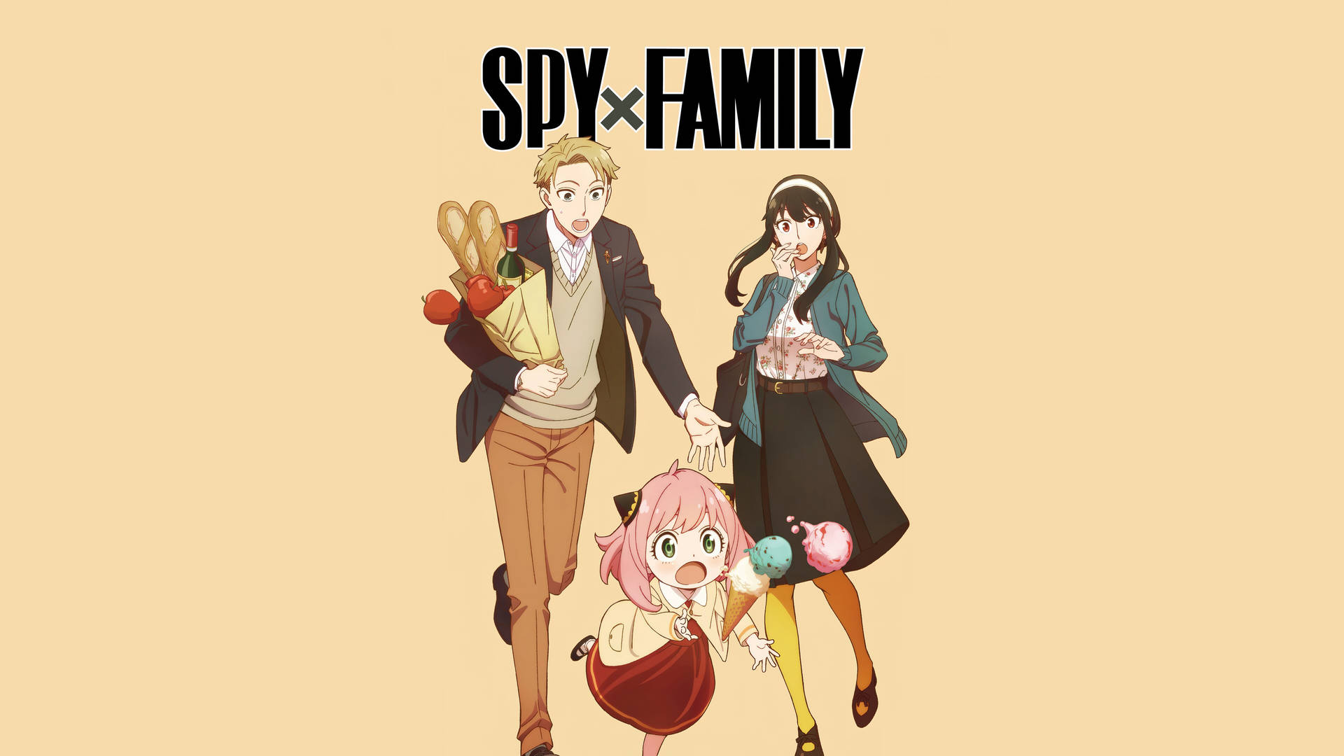 Anya Forger With Spy X Family Characters Wallpaper