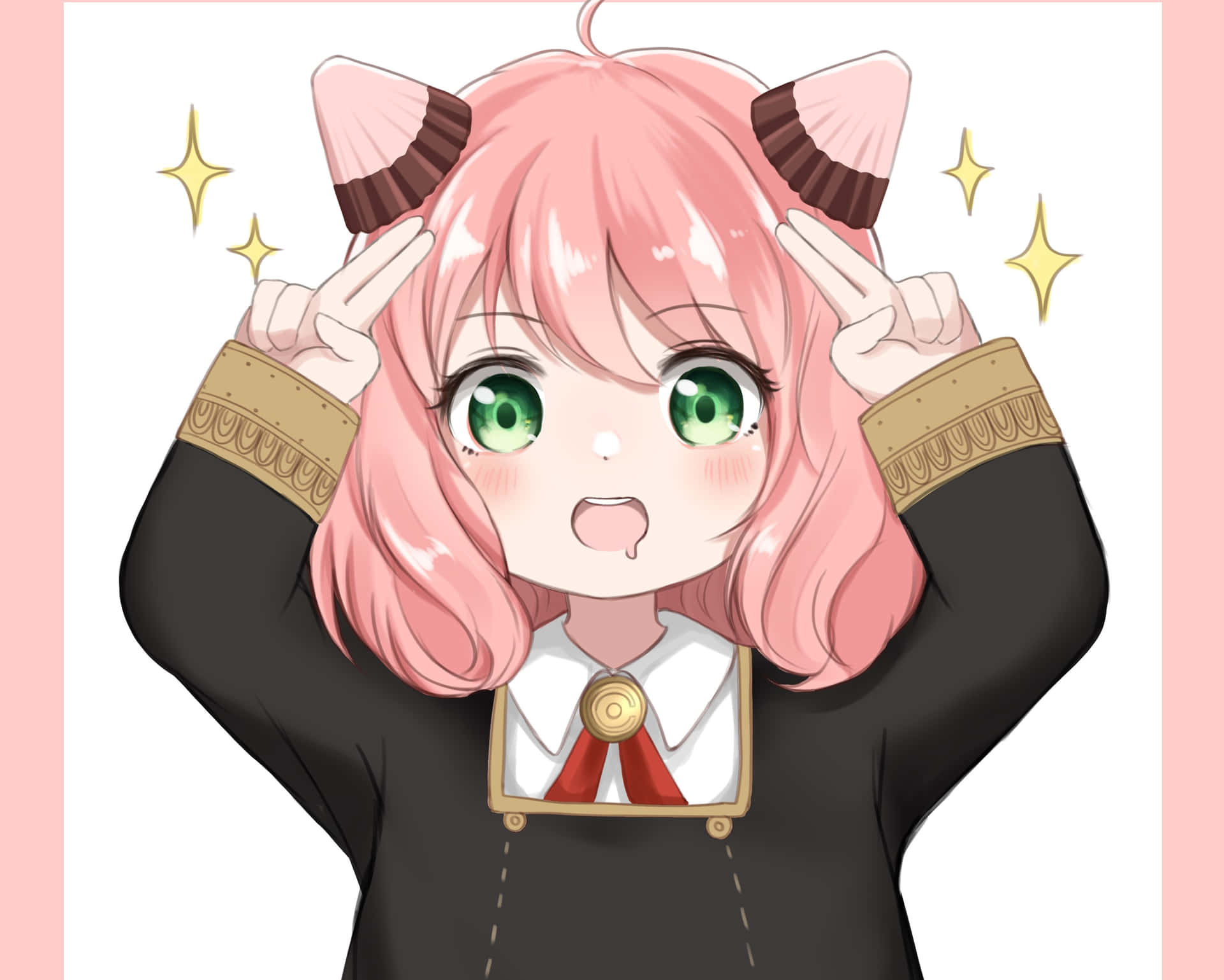 A Pink Haired Girl With Green Eyes Wallpaper