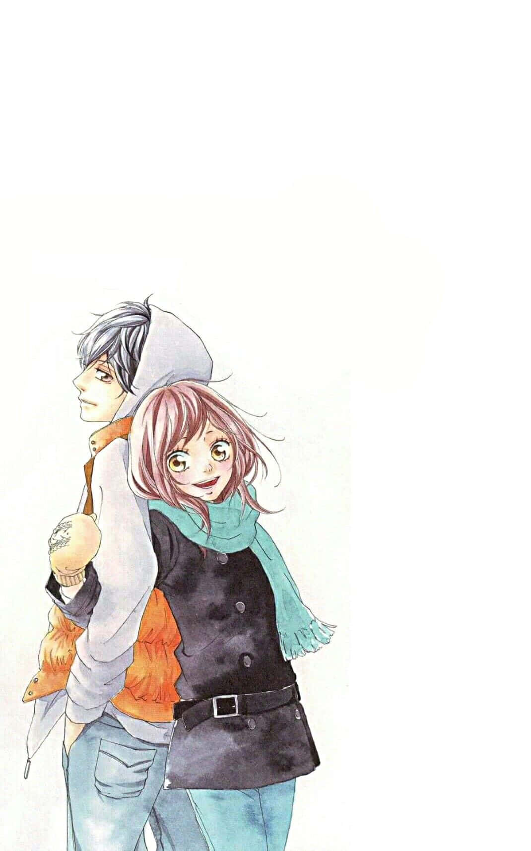 Ao Haru Ride Anime Personages Winteroutfits Achtergrond