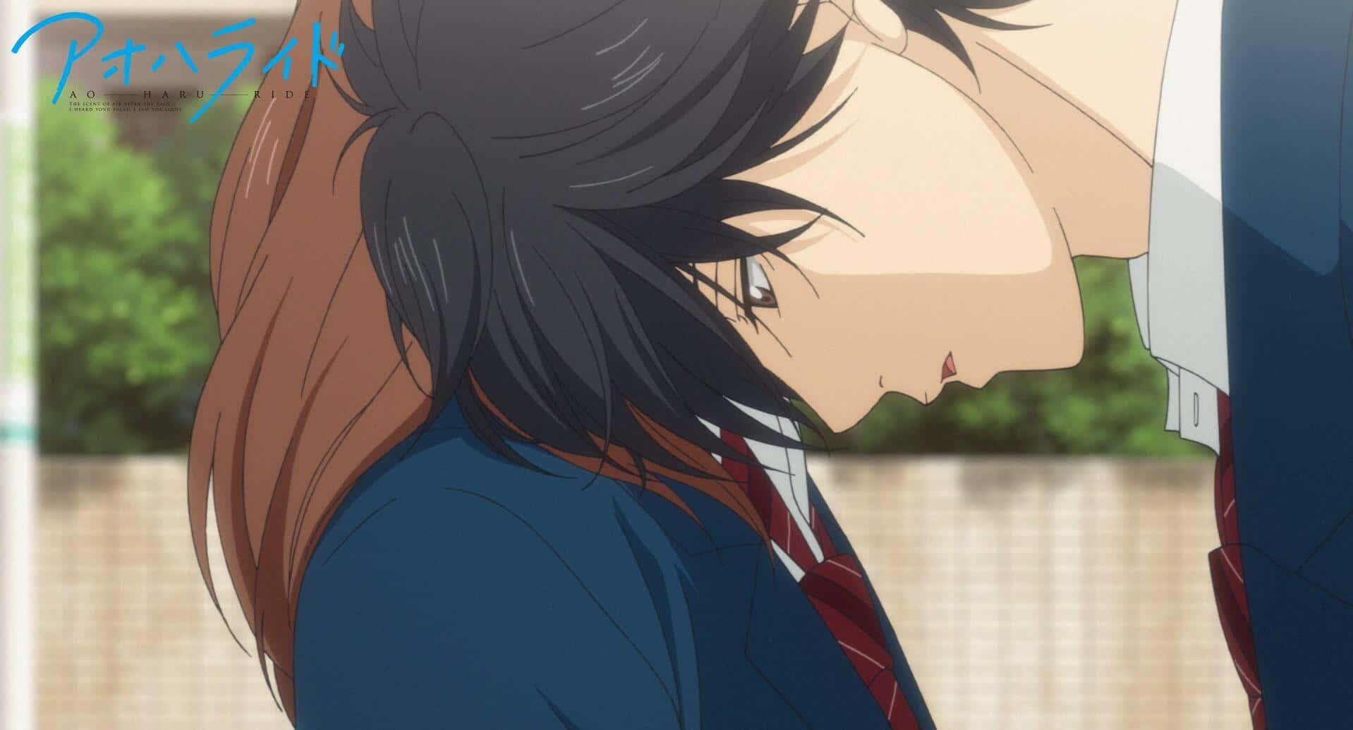 Download A close-up of characters Yoshioka Futaba and Mabuchi Kou as seen  in the Anime Ao Haru Ride