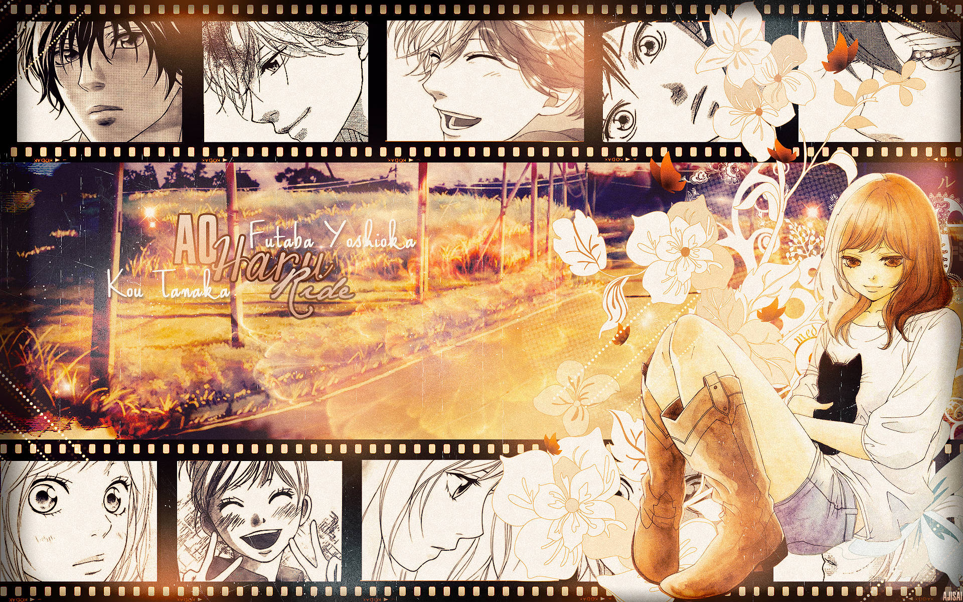 Ao Haru Ride Filmstrip Collage Wallpaper