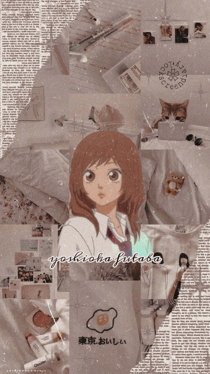 Ao Haru Ride Yoshioka Futaba Collage Achtergrond