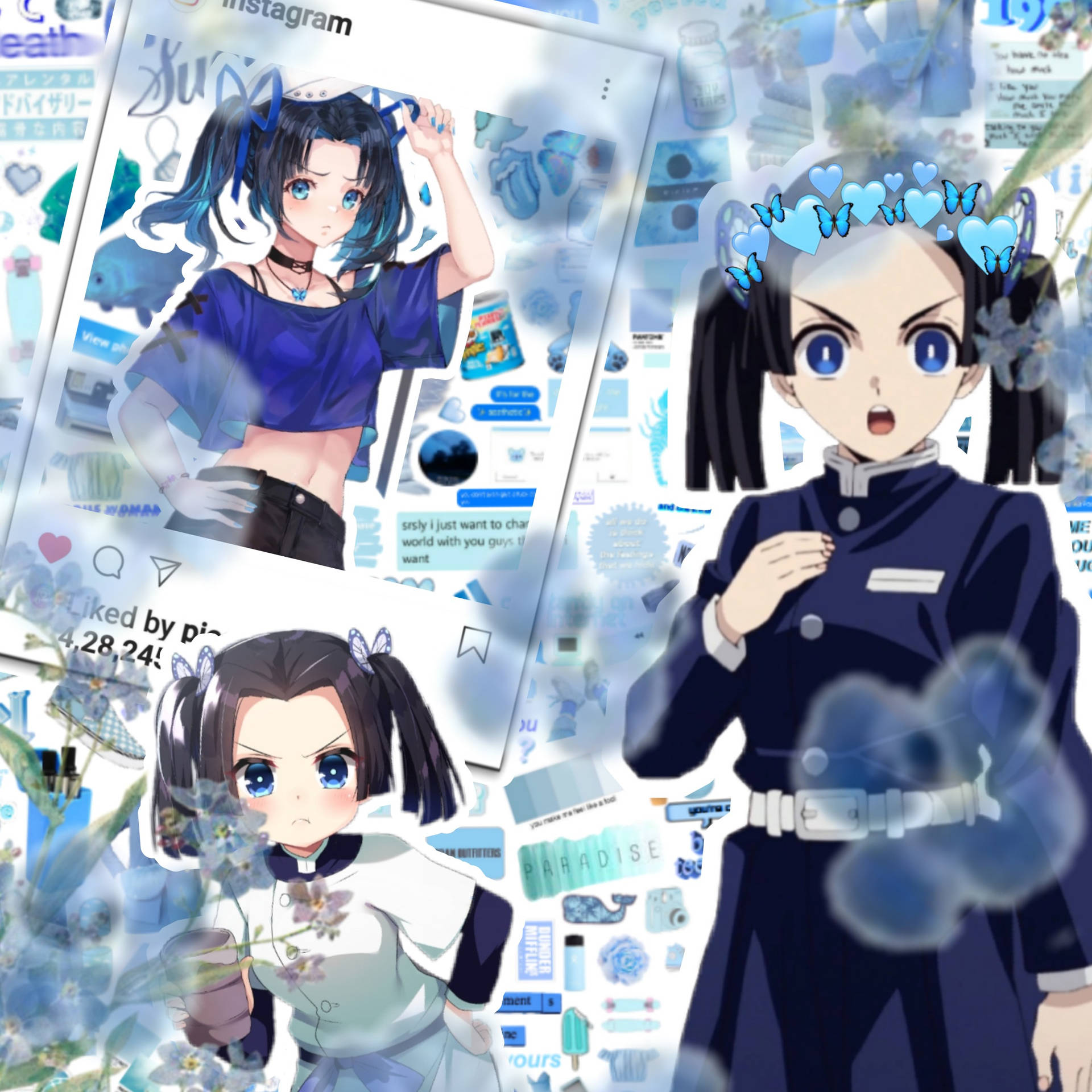 Aoikanzaki Estética Azul Fondo de pantalla