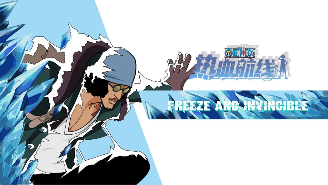 The powerful Aokiji wielding his ice abilities in an intense battle scene Wallpaper