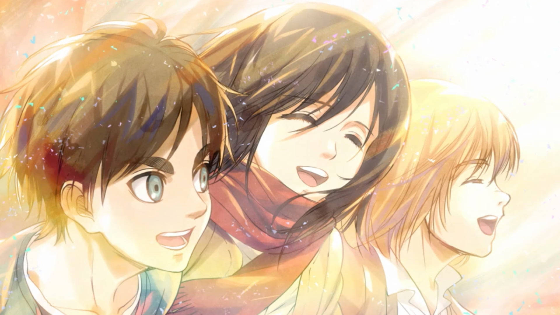 AOT Eren, Mikasa And Armin Wallpaper