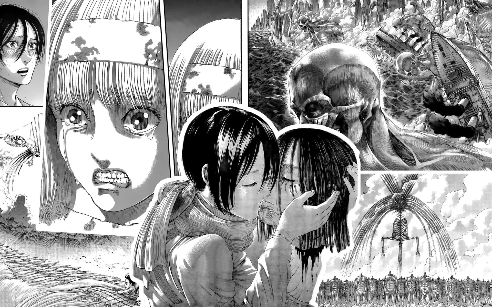 Aot Manga Mikasa og Eren Wallpaper
