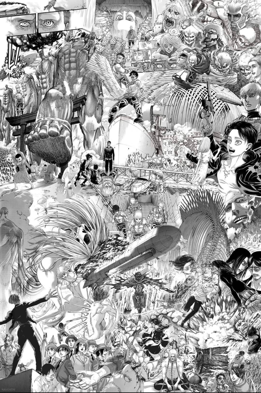 AOT Manga Image Collage Wallpaper