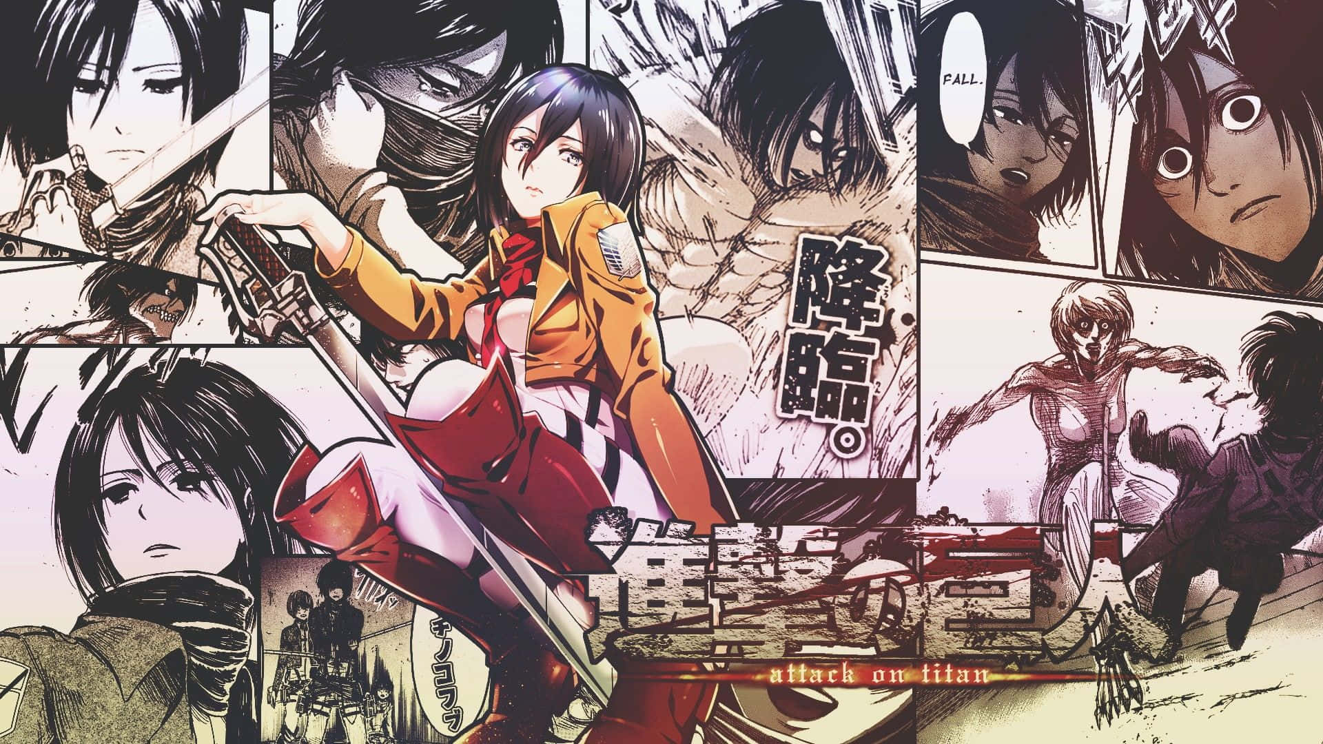 Montaje De Cómic De Mikasa Del Manga Aot Fondo de pantalla