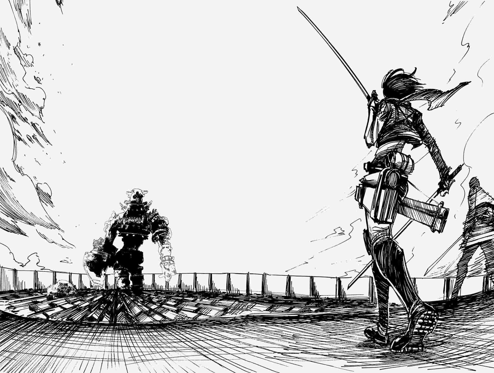 Artede Bocetos De Aot Manga. Fondo de pantalla