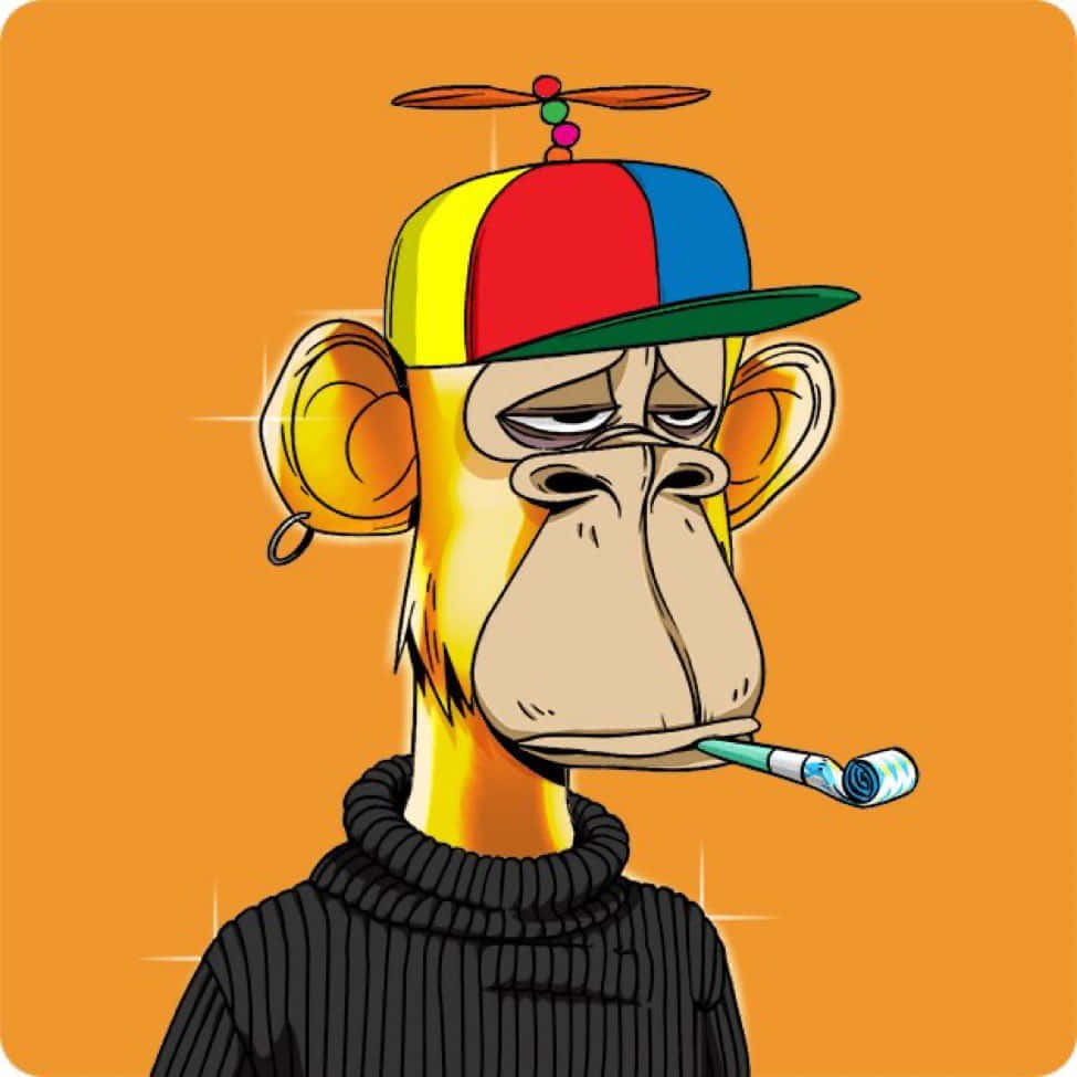 Cartoon Gold Smoking Ape Picture