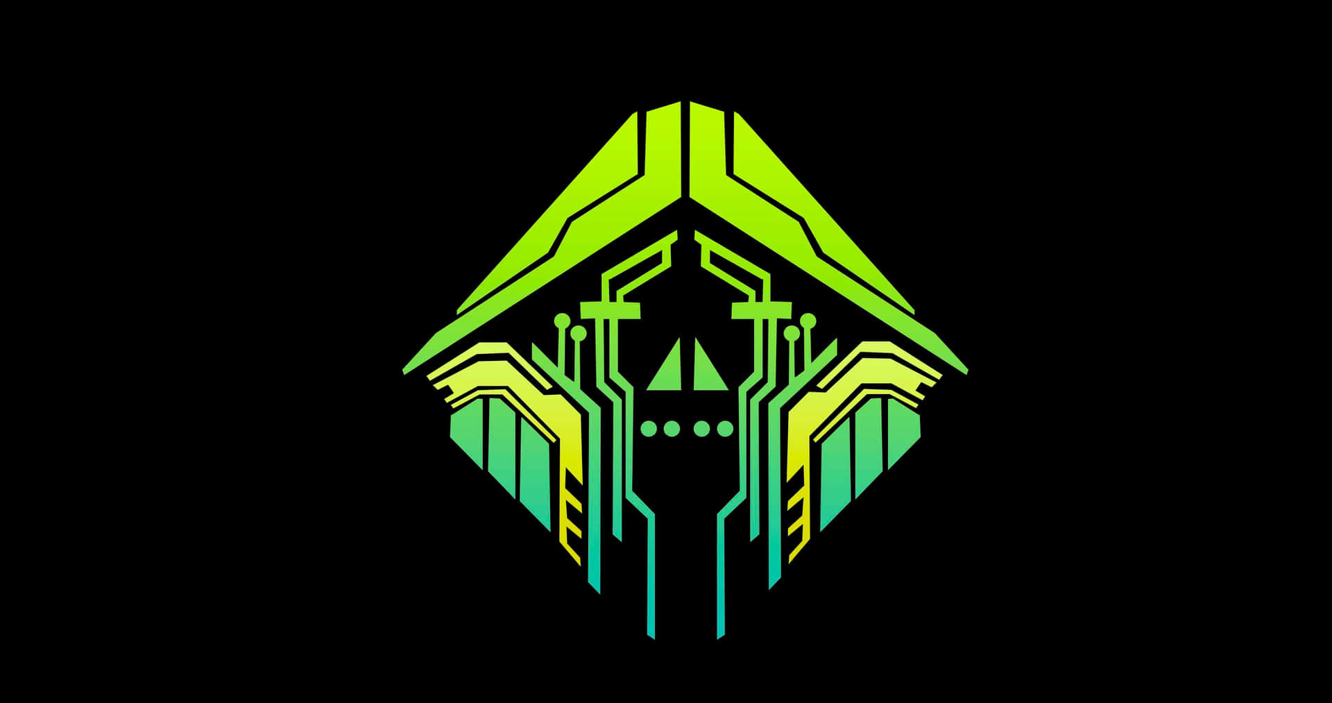 A Green And Neon Skull Logo On A Black Background