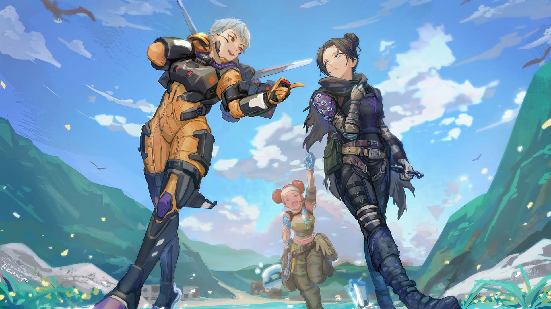 Caption: Apex Legends Characters Assemble in Action Wallpaper