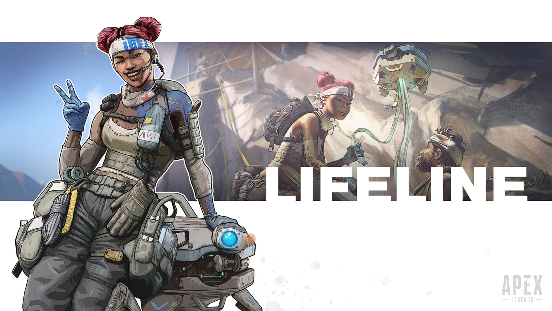 "Stay sharp! Lifeline is here to save the day in Apex Legends." Wallpaper