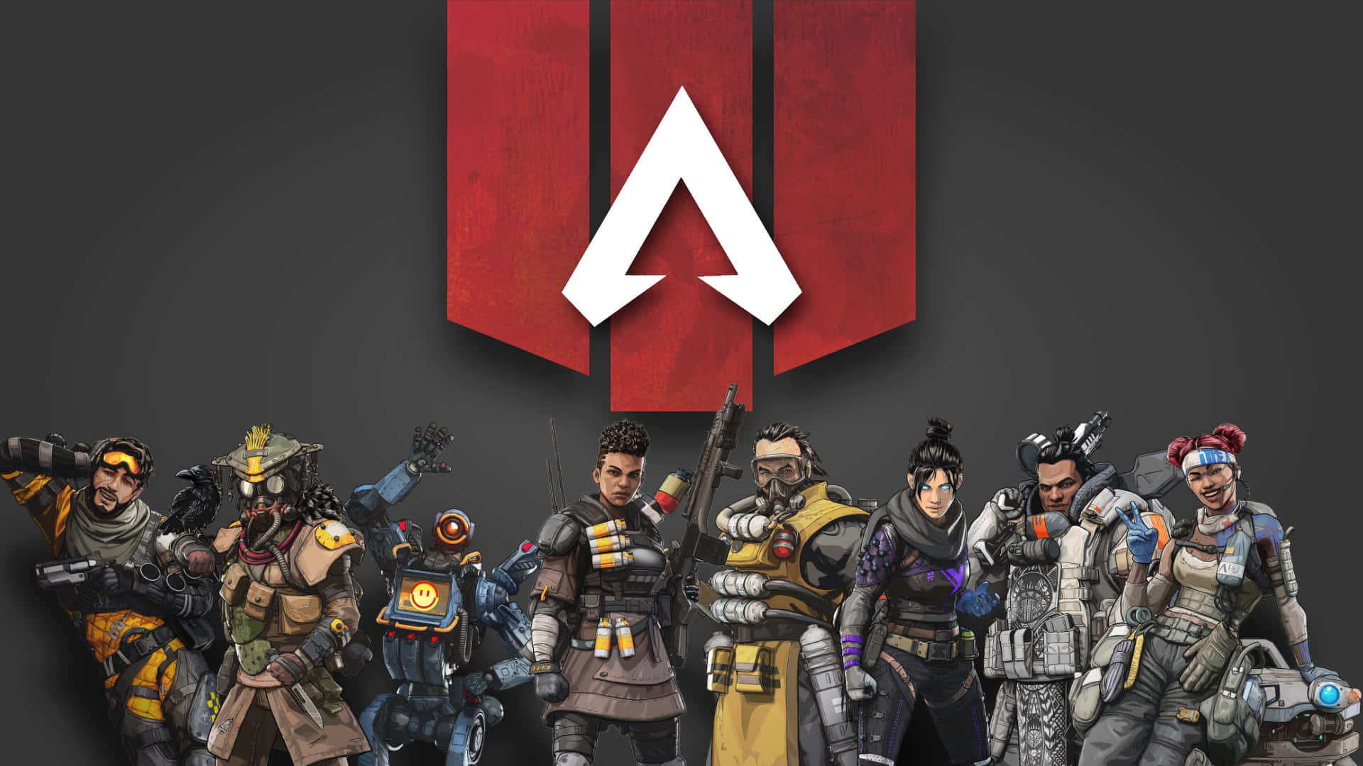 Apex Legends Logo With Heroes Wallpaper