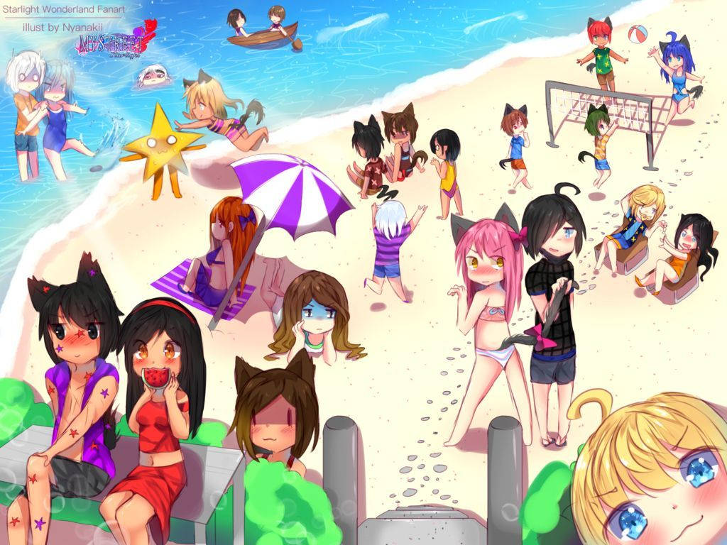 Aphmau And Friends At The Beach Wallpaper