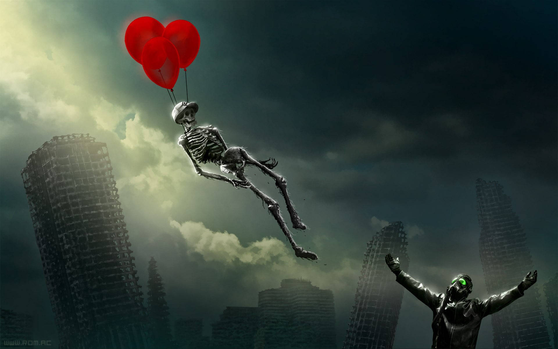 Apocalypse Flying Skeleton Desktop Wallpaper