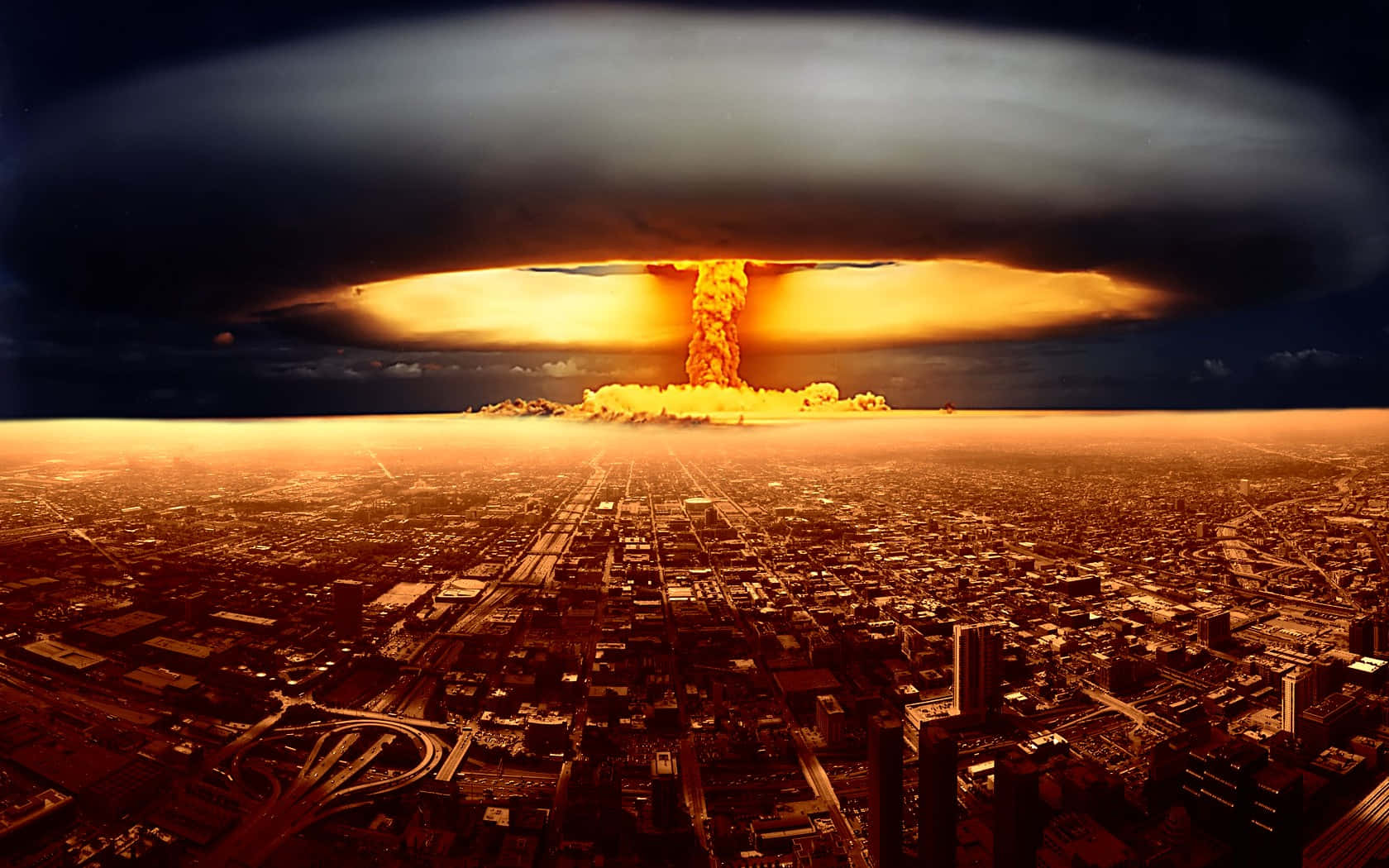 Apocalyptic Nuclear Explosion Over Cityscape Wallpaper