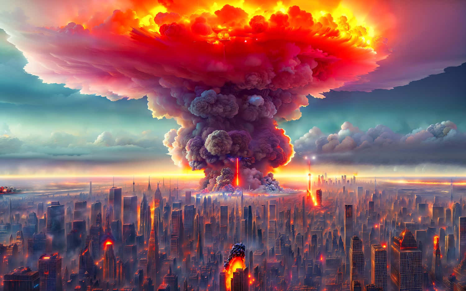 Apocalyptic_ Nuclear_ Explosion_ Over_ Cityscape Wallpaper