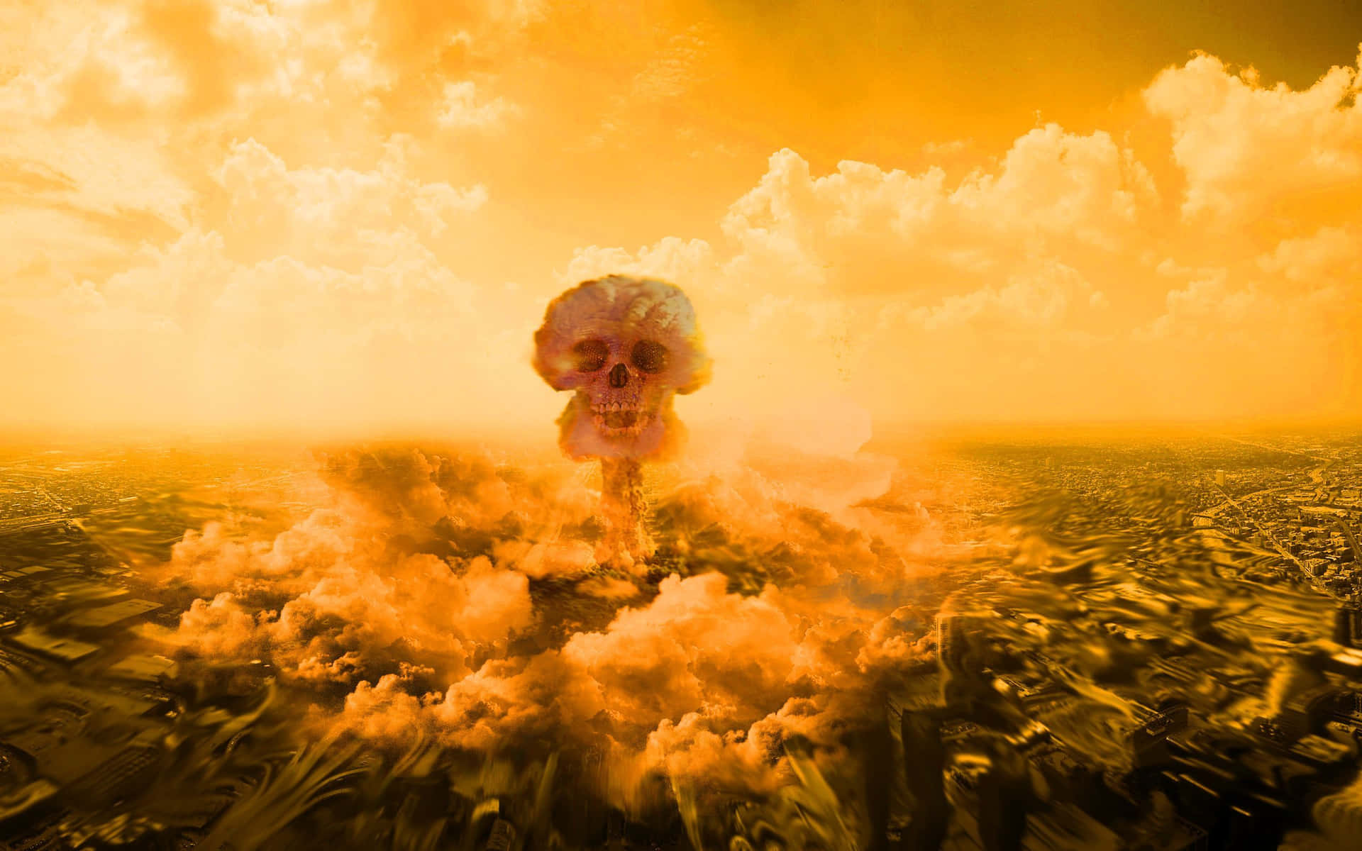 Apocalyptic Nuclear Explosion Skull Cloud Wallpaper