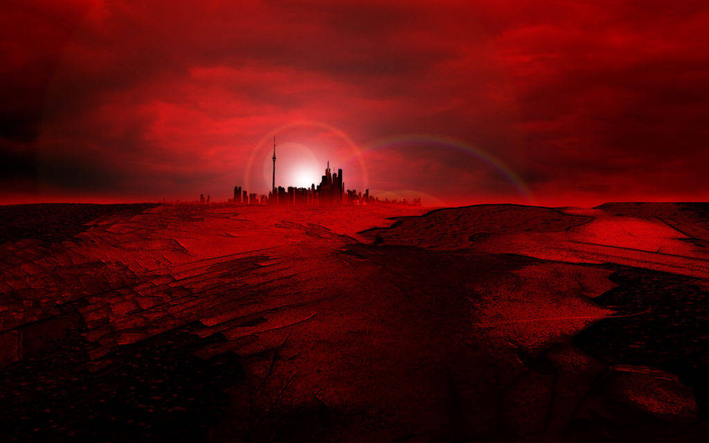 Apocalyptic World In Red And Black Phone Wallpaper