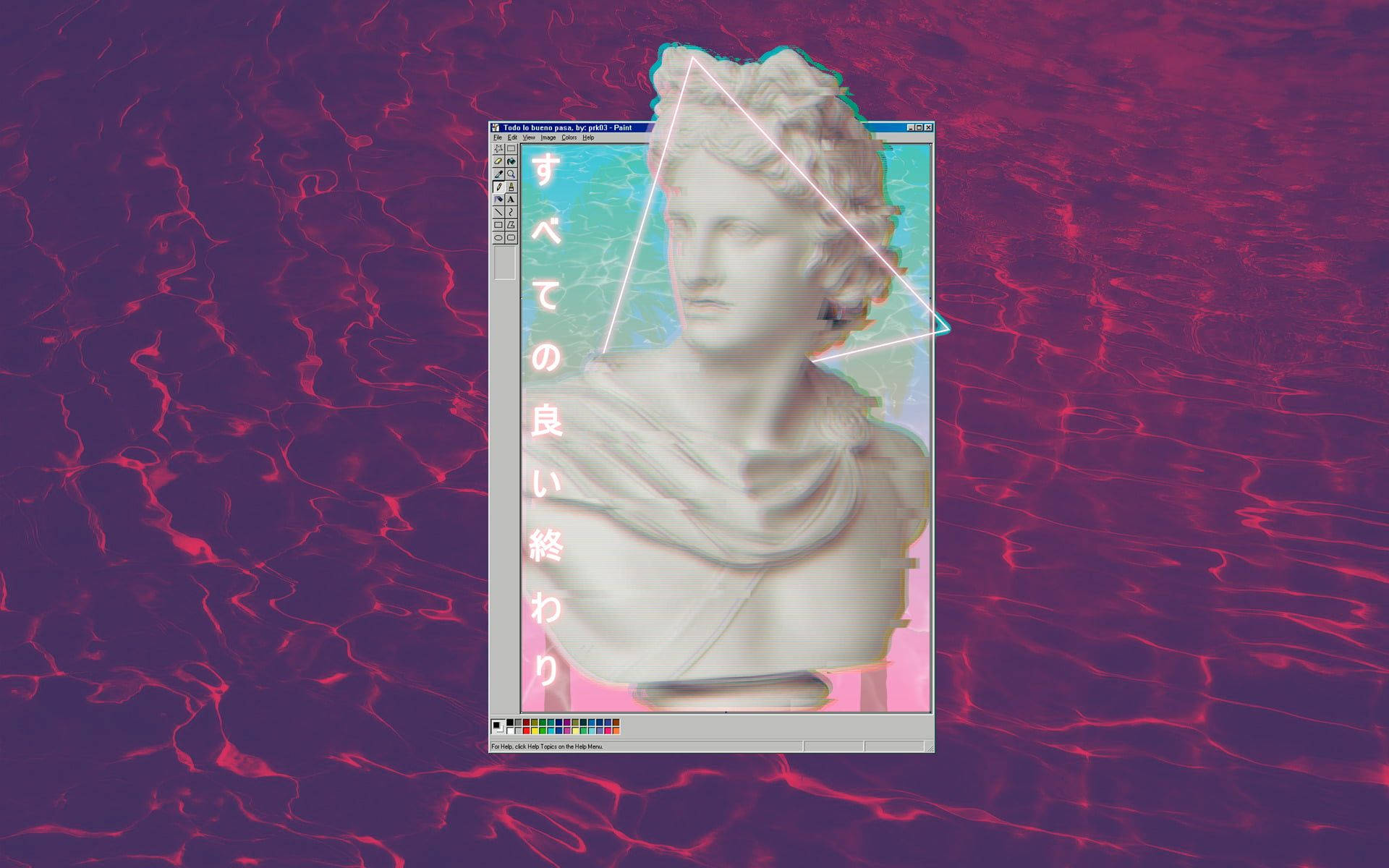 Escritoriovaporwave Con El Busto De Apolo. Fondo de pantalla