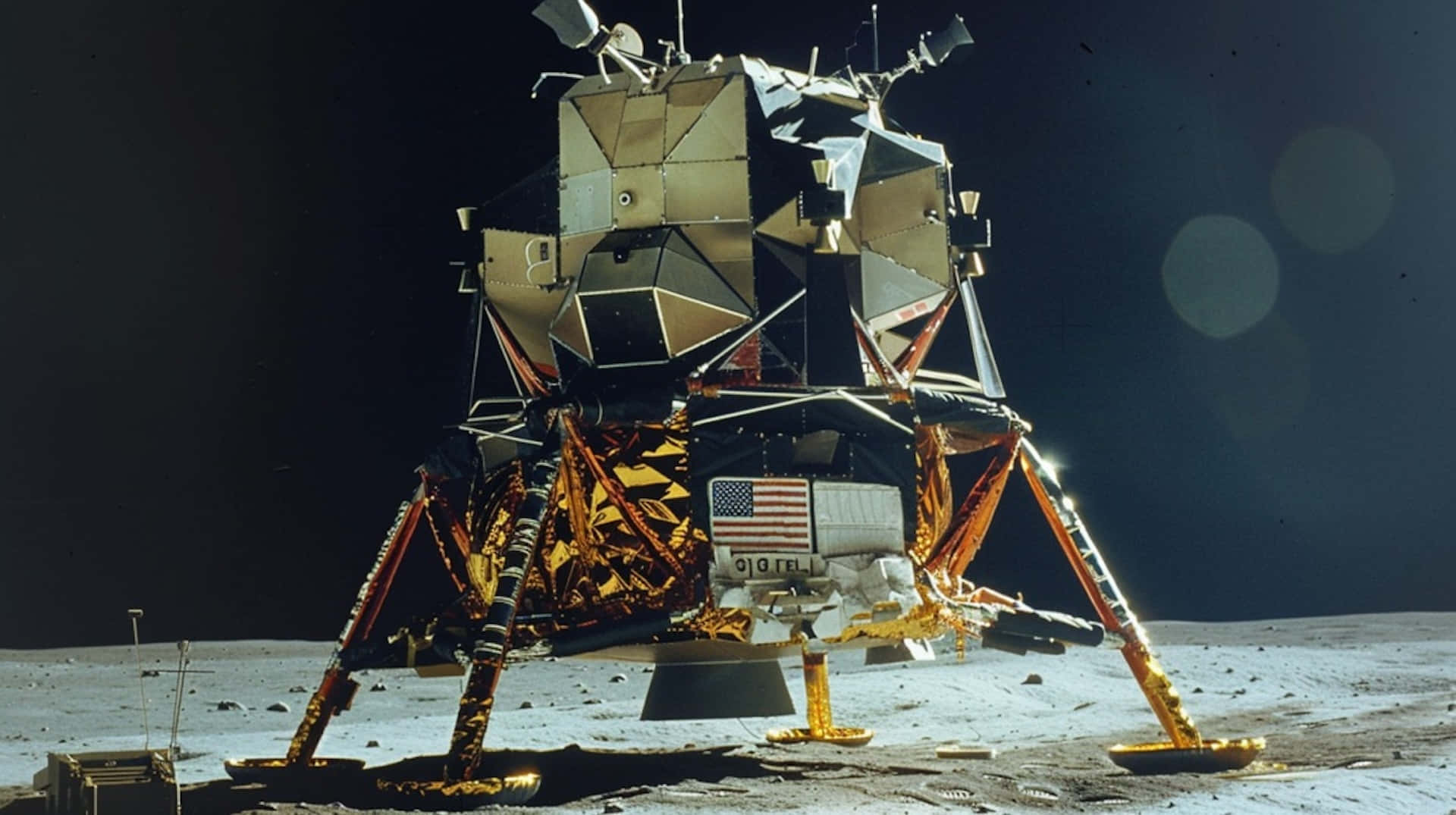 Apollo Lunar Module Op Maanoppervlak Achtergrond