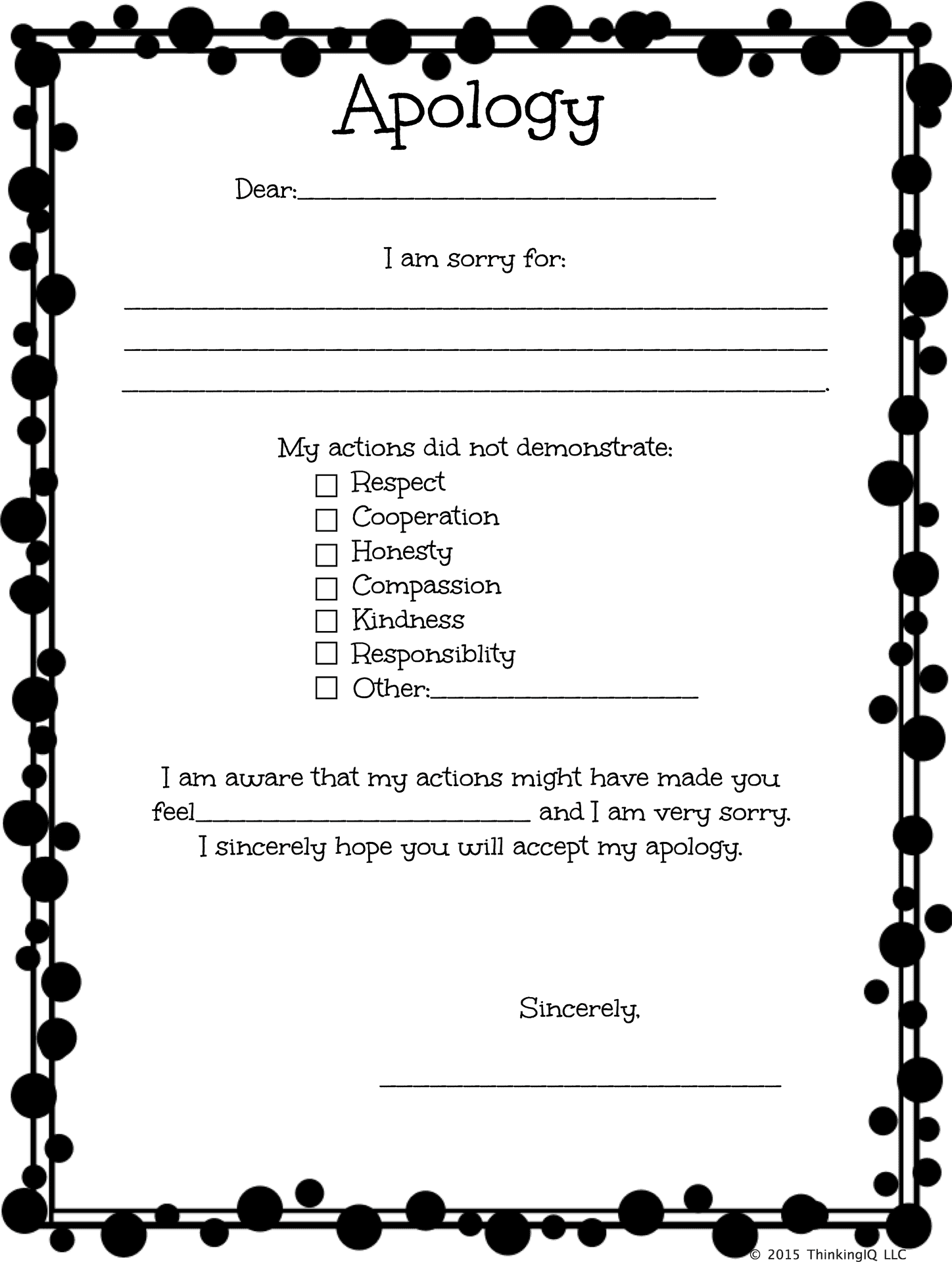 Apology Form Template PNG
