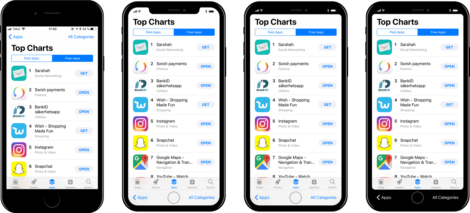 App Store Top Charts Comparison PNG
