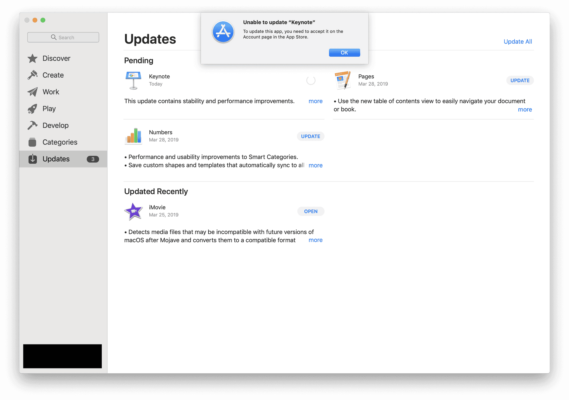 App Store Update Error Screen PNG